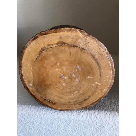 Vintage Wood Hand Turned Vase Natural Bark 70s 14" - Picture 5 of 5